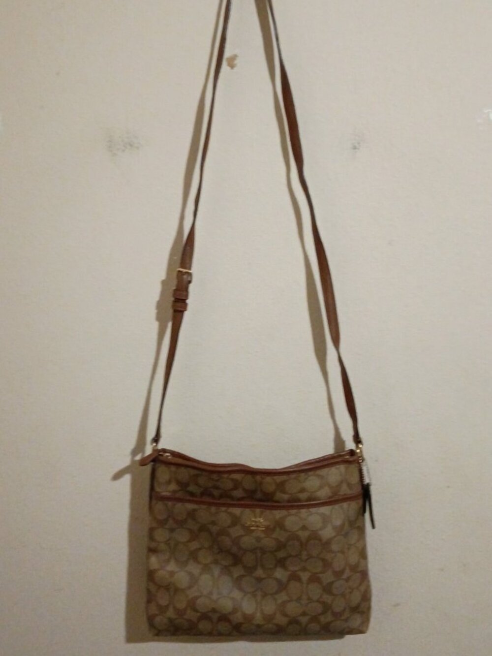 Coach F58297 Signature File Crossbody Bag Purse Brown